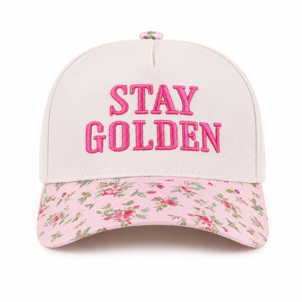 Stay Golden Floral Snapback trucker Hat NEW Embroidered Baseball Cap cottage